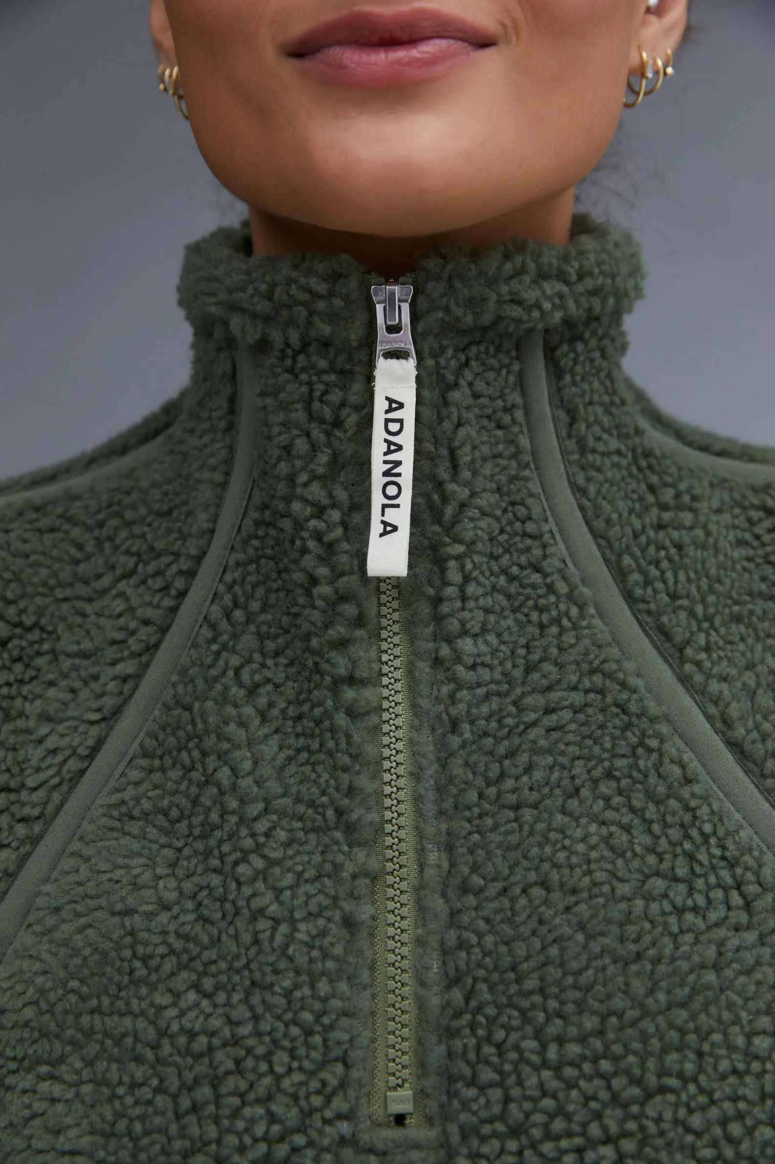 Quarter Zip Fleece - Khaki Green